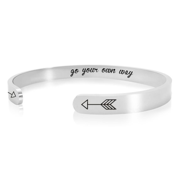 Inspirational Bracelets - Go Your Own Way Quote Bracelet STEEL SILVER… - Picture 3 of 4